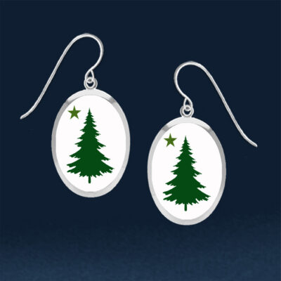 Maine Flag Oval Drop Earrings Pro-Arte