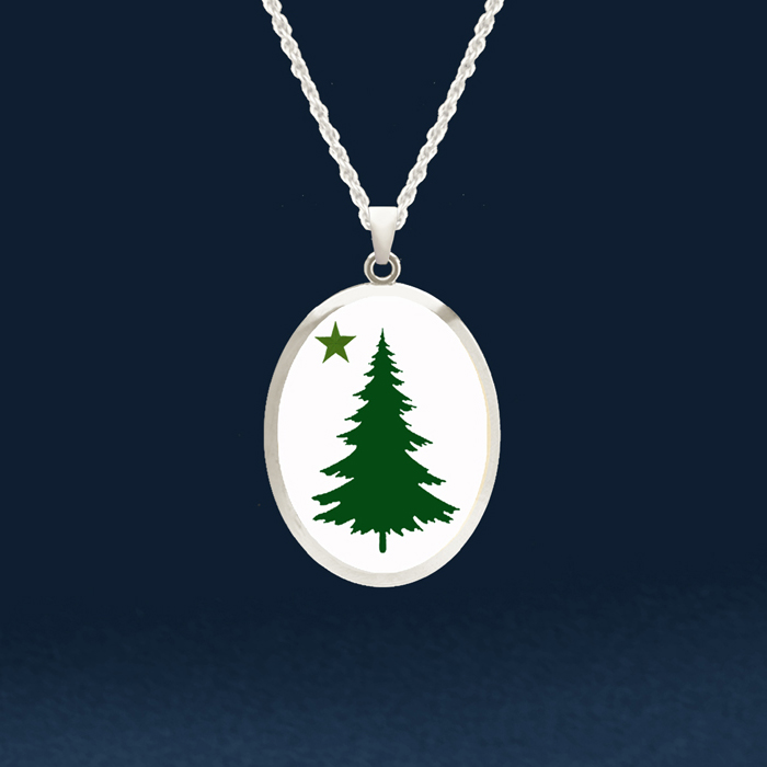Maine Flag Oval Pro-Arte Small Pendant